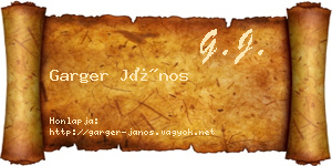 Garger János névjegykártya